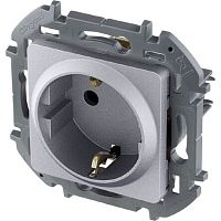 Розетка с заземлением без рамки Legrand Inspiria 1-м. шторки алюминий картинка